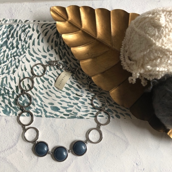 Talbots Blue Silver Circle Stone Necklace - Picture 1 of 5